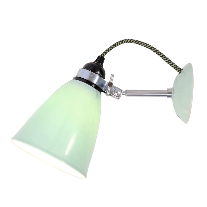 The Original BTC Hector Medium Dome Wall Sconce with green porcelain shade.