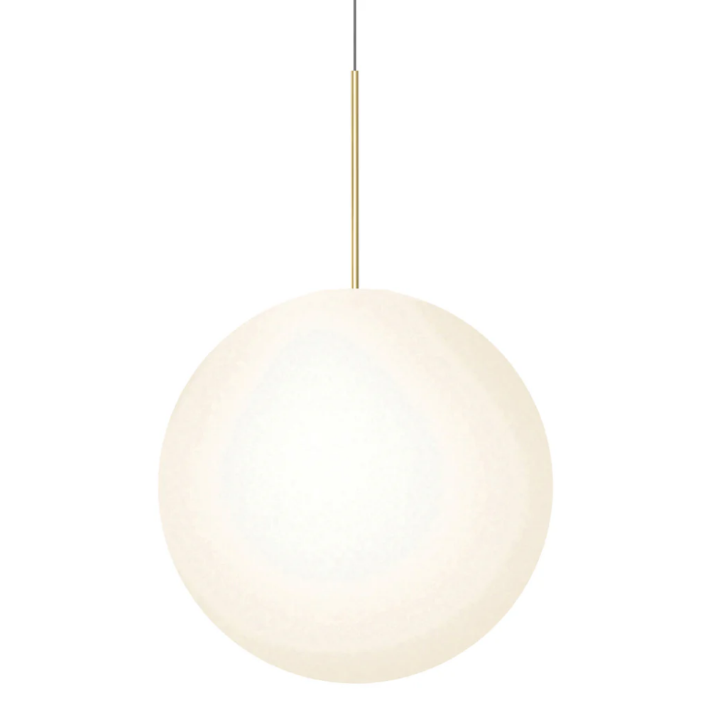 The 24 inch Bola Sphere from Pablo Designs in brass.
