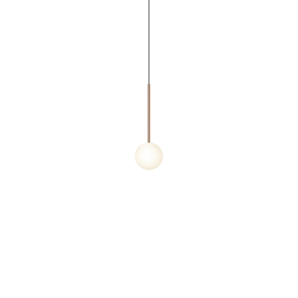 The 4 inch Bola Sphere from Pablo Designs in rose gold.