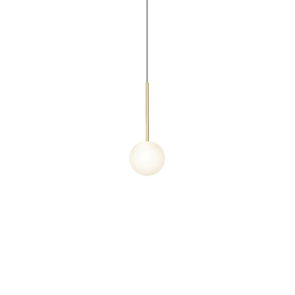 The 5 inch Bola Sphere from Pablo Designs in brass.