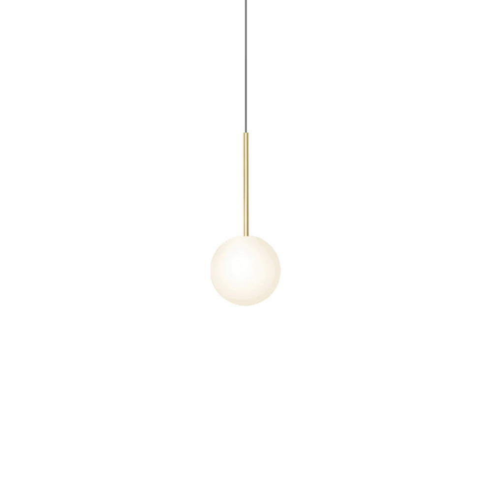 The 6 inch Bola Sphere from Pablo Designs in brass.