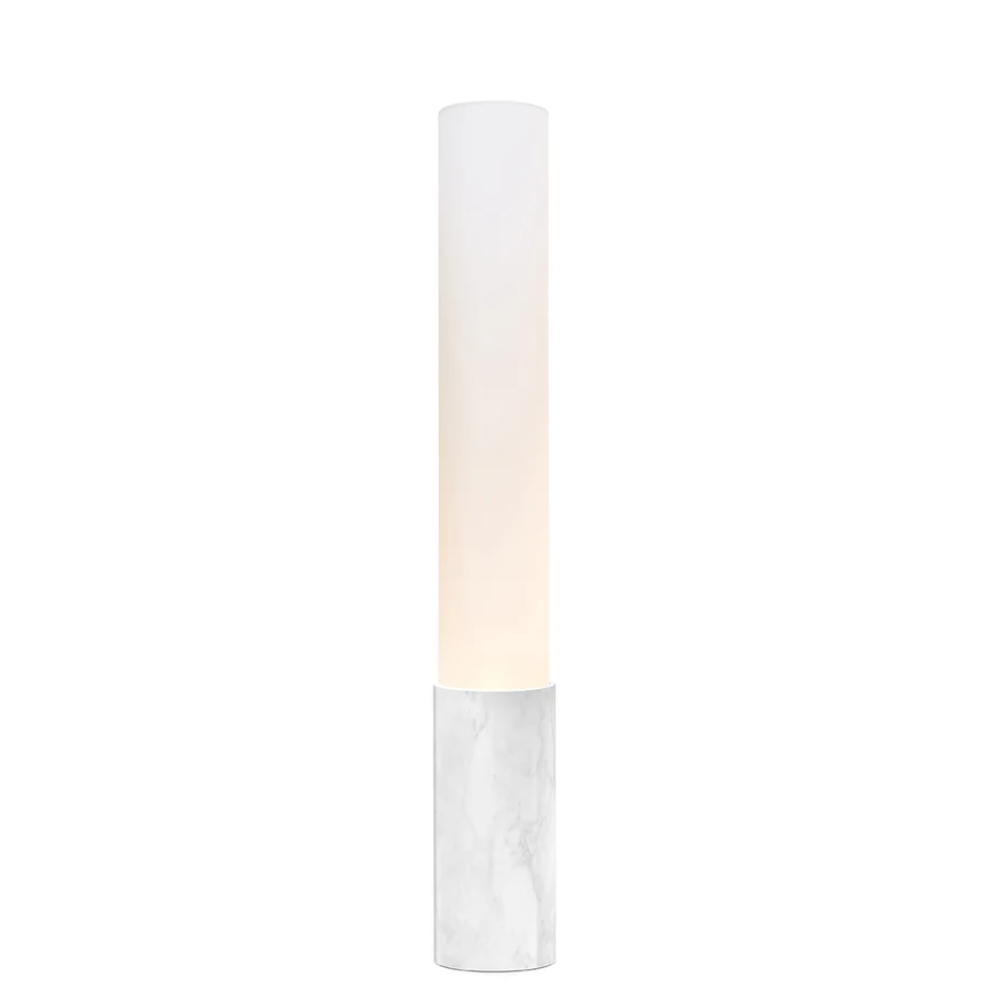 The 32 inch Carrara white marble Elise Table Lamp from Pablo Designs.