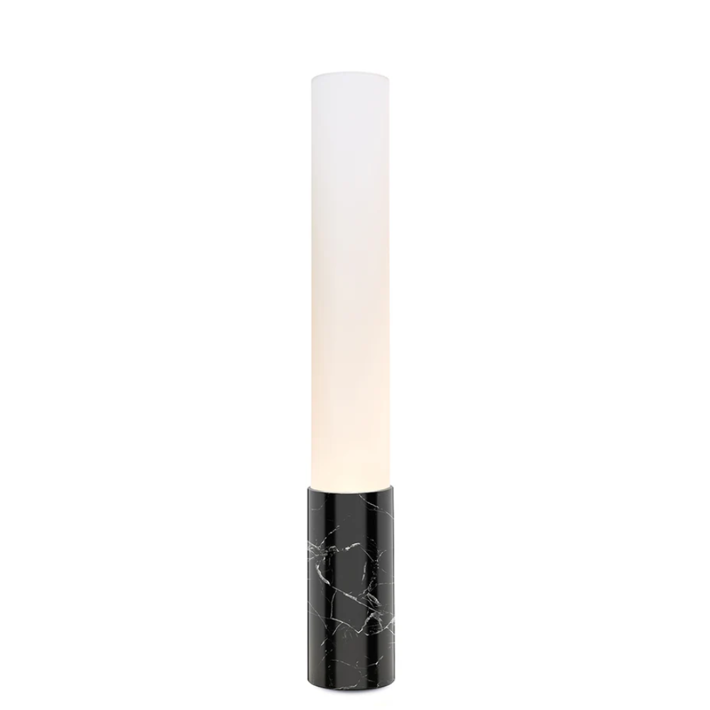 The 32 inch Marquina black marble Elise Table Lamp from Pablo Designs.