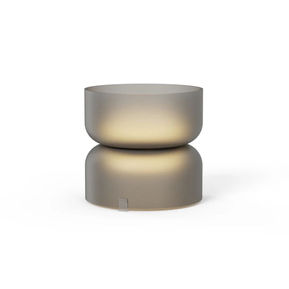 The etched smoke Mini Totem Table Lamp from Pablo Designs.