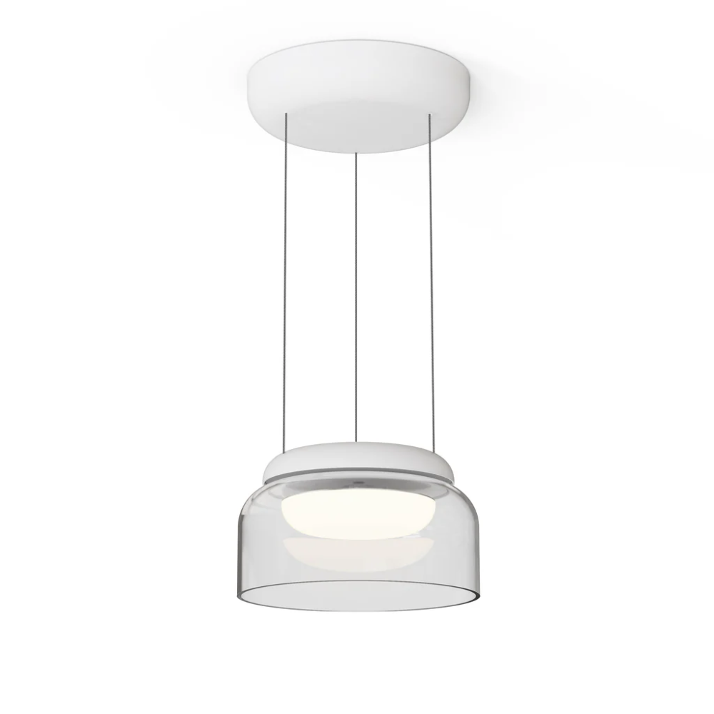 The clear and white Totem Mini Pendant from Pablo Designs.
