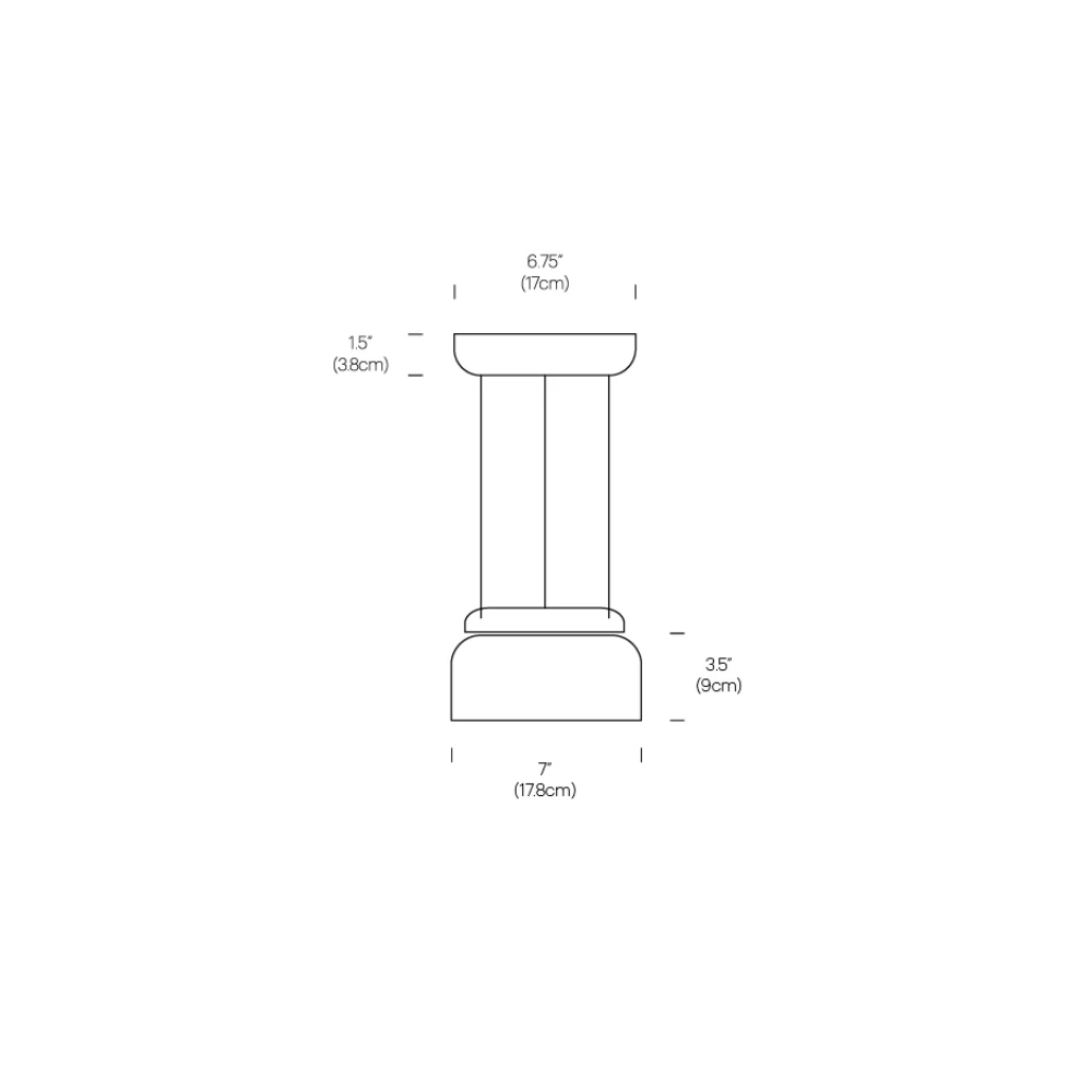 The dimensions of the Totem Mini Pendant from Pablo Designs. all-groups