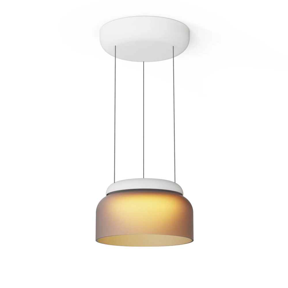 The etched amber and white Totem Mini Pendant from Pablo Designs.