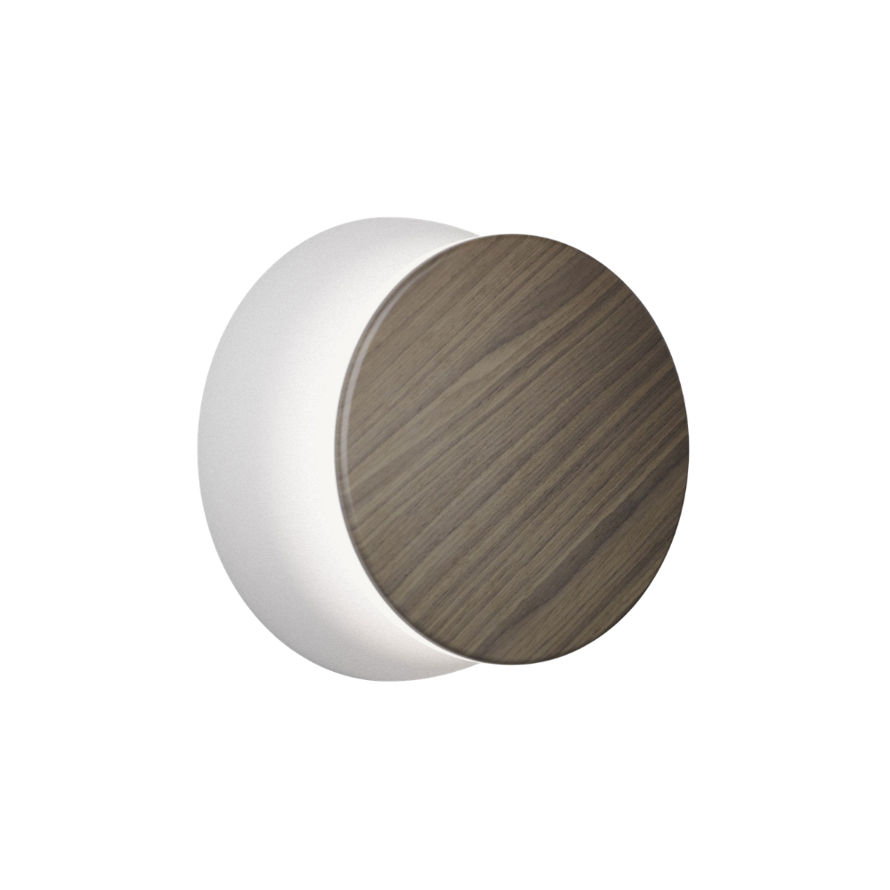 The grey and walnut Totem Puck Ceiling or Wall Light from Pablo Designs.