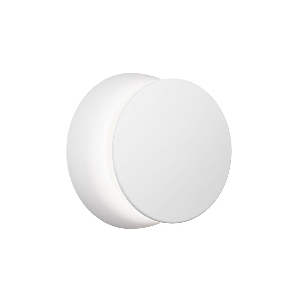 The white and white Totem Puck Ceiling or Wall Light from Pablo Designs.