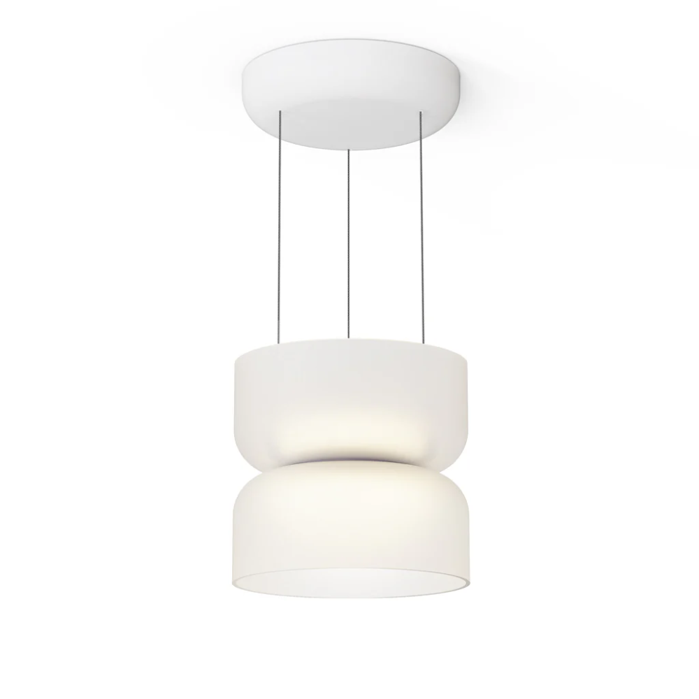 The white and white Totem Up/Down Mini Pendant from Pablo Designs.