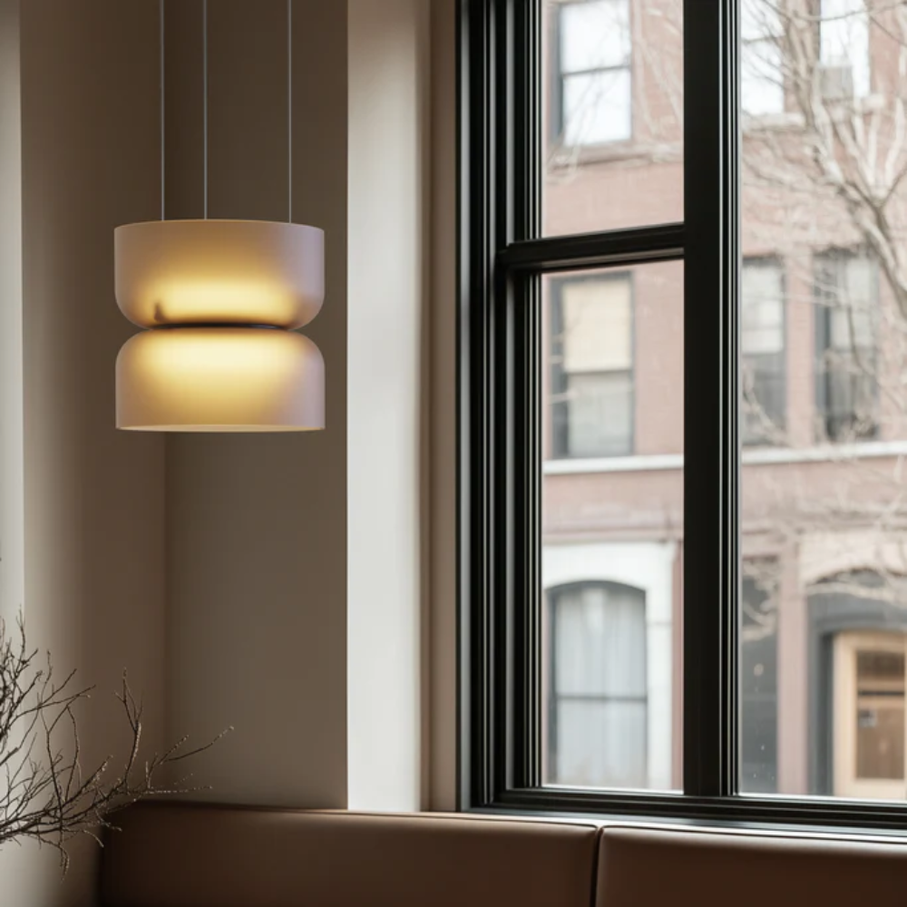 The Totem Up/Down Mini Pendant from Pablo Designs in a living space. all-groups