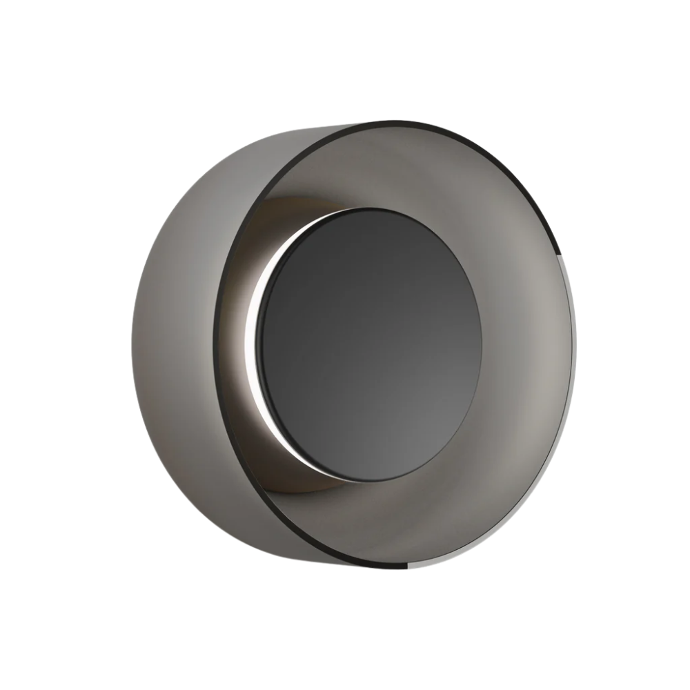 The Totem Sconce by Pablo Designs in Black / Black / Etched Smoke.