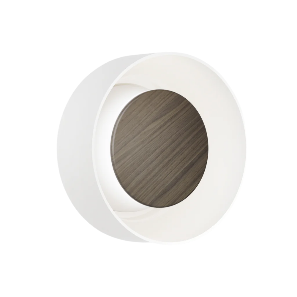 The Totem Sconce by Pablo Designs in White / Walnut / White.
