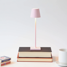 The pink Poldina Pro Micro from Zafferano on a stack of books.