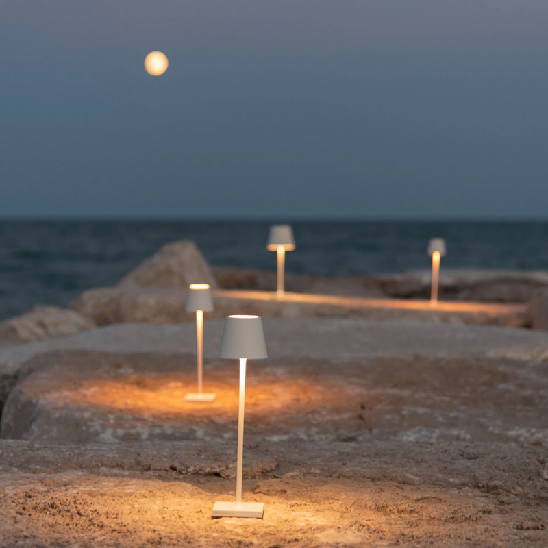 The white Poldina Pro Micro from Zafferano in an outdoor space.