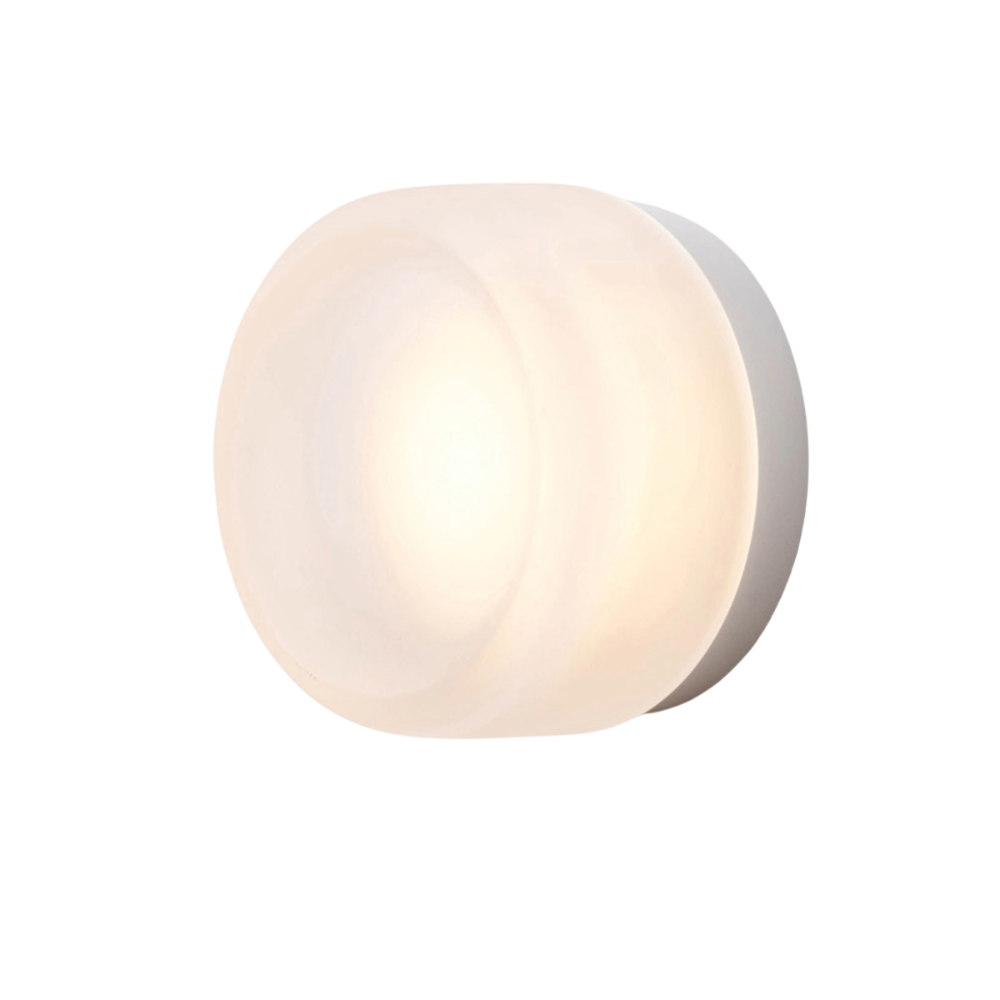 The Dimple Sconce by RBW with Frosted Interior and Natural Anodized.