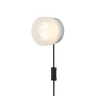 The Ripple Corded Sconce with plug-in bottom with toggle switch in frosted shade with natural anodized.