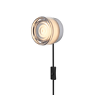 The Ripple Corded Sconce with plug-in bottom with toggle switch in smoke shade with natural anodized.