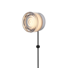 The Ripple Corded Sconce with plug-in bottom in smoke shade with natural anodized.