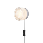 The Ripple Corded Sconce with plug-in bottom with toggle switch in white interior shade with natural anodized.
