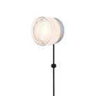 The Ripple Corded Sconce with plug-in bottom in white interior shade with natural anodized.