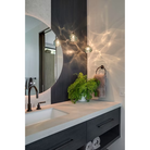 The steel grey Happy Small Pendant from Siemon and Salazar in a primary bathroom.
