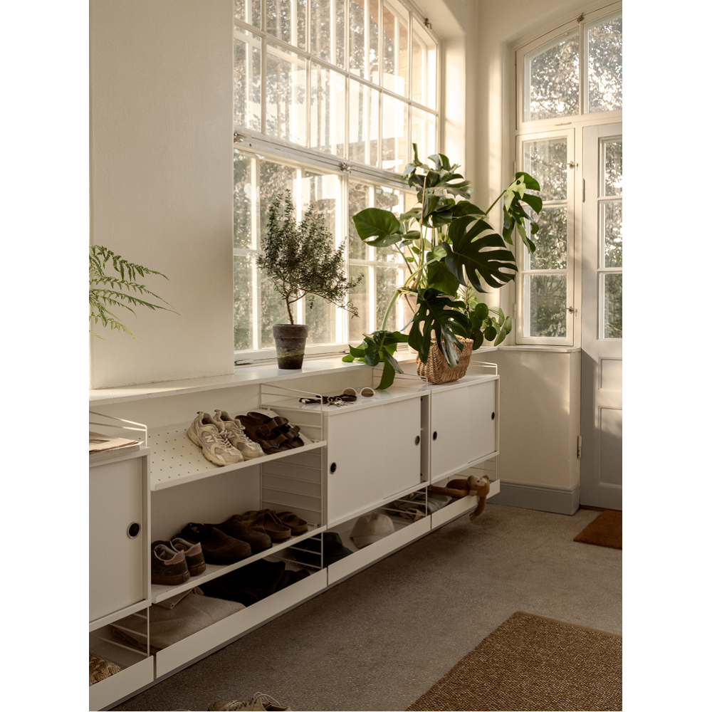 String System hallway bundle with storage cabinets, shoe rack, and metal shelves. all-groups
