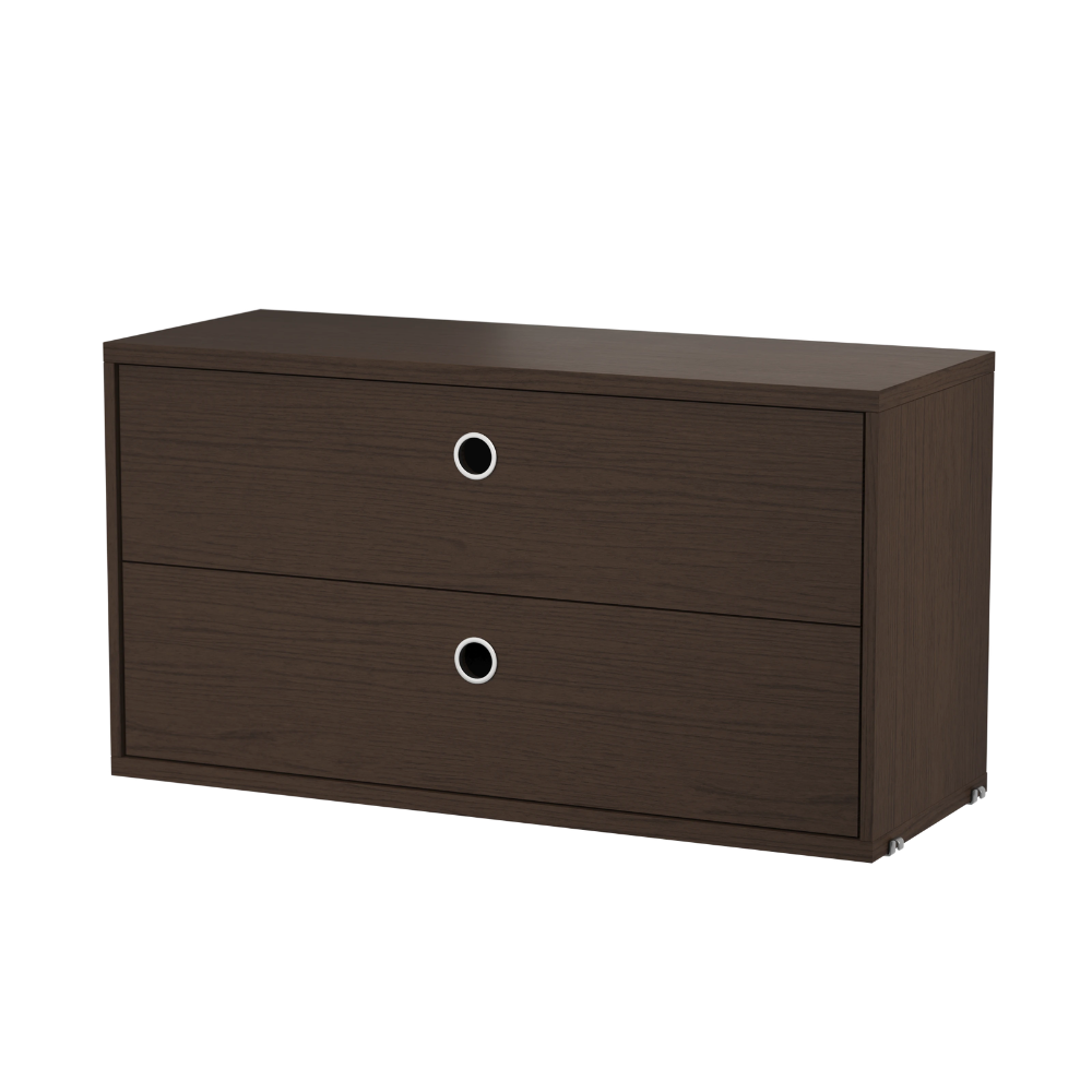 The 30.7 inch Chest of Drawers from String Furniture in Dark Oak.