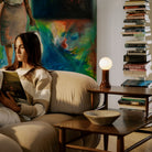 The Shore Table lamp from Tala Lighting in Brown in a living room.