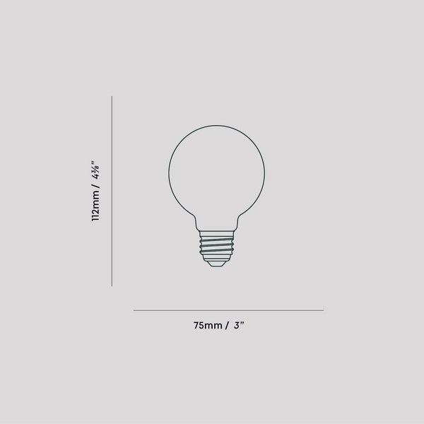 The Sphere II E26 Dim-to-Warm LED Bulb by Tala Lighting dimensions.