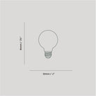 Dimensions of the Sphere I E26 Dim-to-Warm LED Bulb by Tala Lighting.
