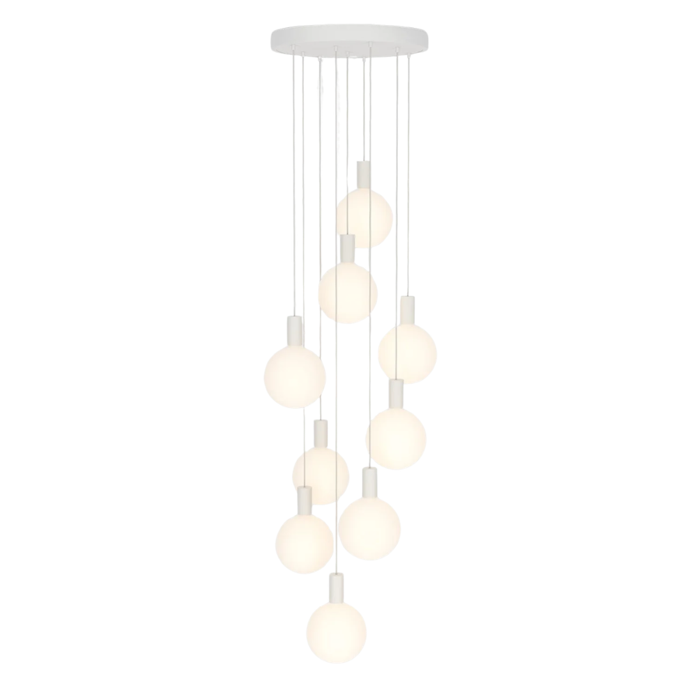 The Alumina Nine Pendant + Sphere V by Tala Lighting