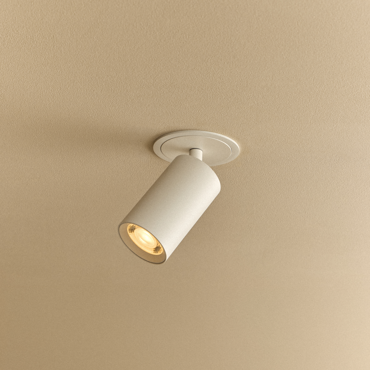 Detailed image of an angled Core Recessed Spotlight + T50 Light Engine by Tala Lighting in white.