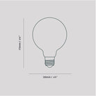 Dimensions of the Porcelain III E26 LED Bulb by Tala Lighting.