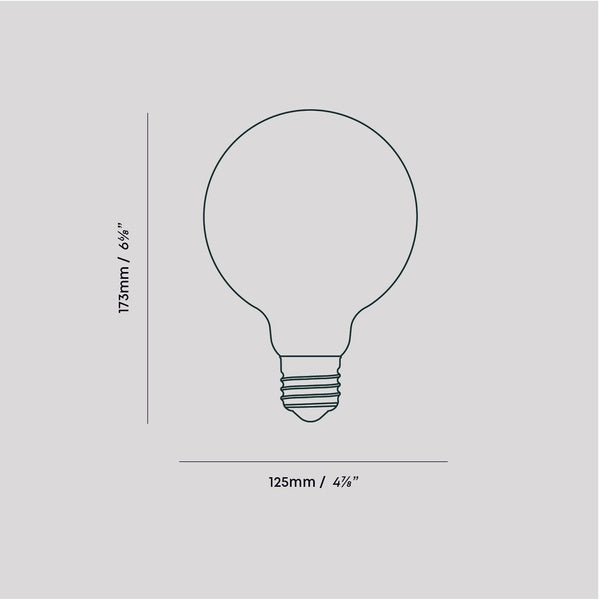 Dimensions of the Porcelain III E26 LED Bulb by Tala Lighting.