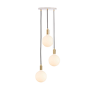 The Triple Pendant in Brass + Sphere IV with white canopy by Tala US.