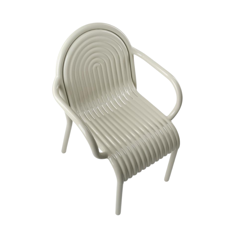 Top view of the Groove Arm Dining Chair in Putty by Tom Dixon.