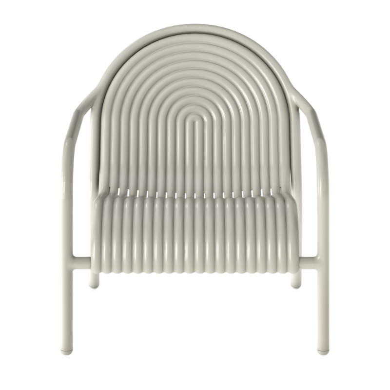 Front view of the Groove Outdoor Lounge Chair by Tom Dixon in Putty.
