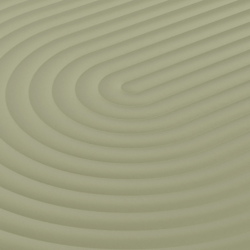 detail view of the Groove Large Oval Outdoor Table in Moss by Tom Dixon.