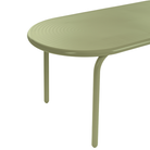 Groove Large Oval Outdoor Table in Moss by Tom Dixon leg detail.