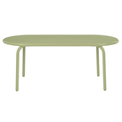 Groove Large Oval Outdoor Table in Moss by Tom Dixon from the side.