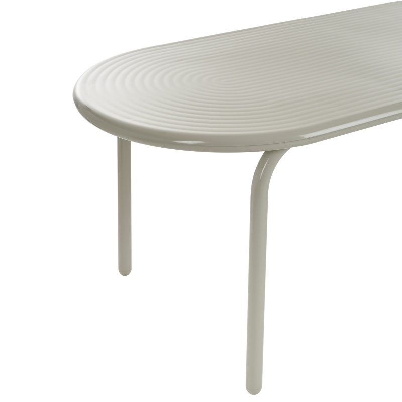 Groove Large Oval Outdoor Table in Putty by Tom Dixon leg detail.