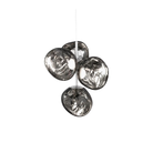 The Melt LED Mini Chandelier from Tom Dixon in Chrome turned on.
