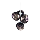 Tom Dixon Melt Chandelier Mini in Smoke turned on.