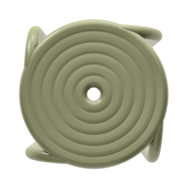 The Groove Outdoor Stool in Moss by Tom Dixon from the top.