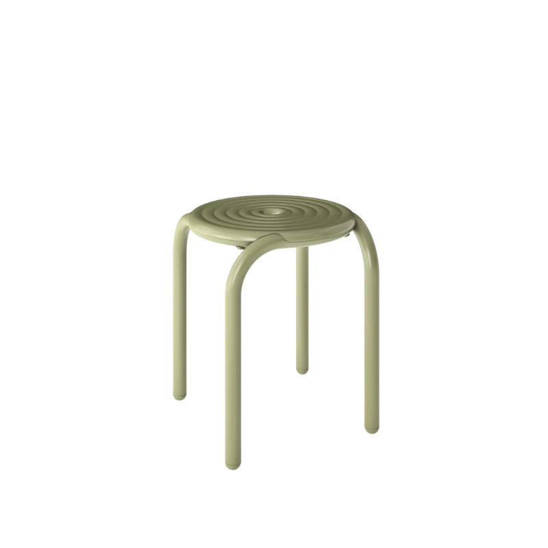 The Groove Outdoor Stool in Moss by Tom Dixon.