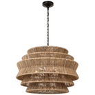 The Antigua Drum Chandelier from Visual Comfort & Co. medium size in bronze and natural abaca.