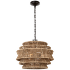 The Antigua Drum Chandelier from Visual Comfort & Co. small size in bronze and natural abaca.
