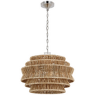 The Antigua Drum Chandelier from Visual Comfort & Co. small size in polished nickel and natural abaca.