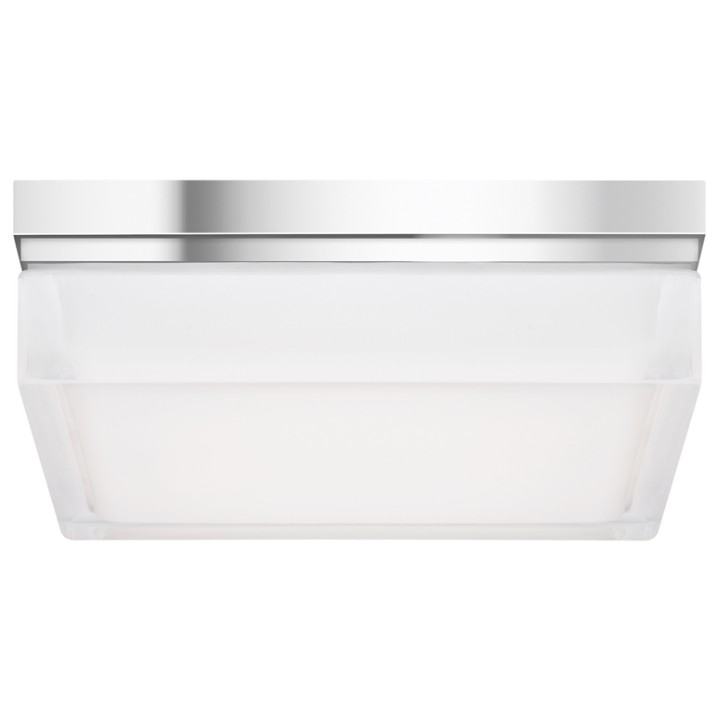 The large Boxie Flush Mount from Visual Comfort and Co in chrome.